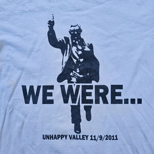 Penn State Happy Valley Tshirt White Unhappy Valley Coach Joe Paterno Football L